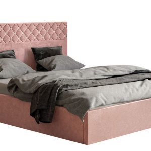 Łóżko do sypialni 160×200 OLDO 4 tapicerowane, z pojemnikiem – różowe 797555 Łóżko do sypialni 160×200 OLDO 4 tapicerowane, z pojemnikiem – różowe 797555
