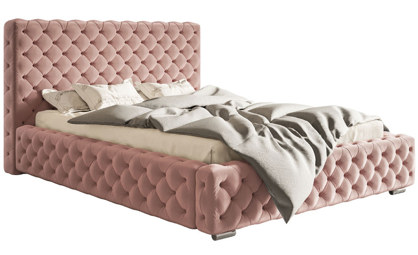 Łóżko do sypialni 180x200 BEN 15 w stylu glamour - różowe 717978