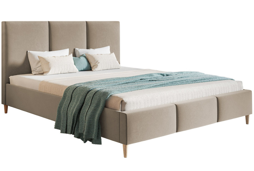 Łóżko do sypialni 180x200 LUXO 7 tapicerowane, na wysokich nogach- beżowe 793004