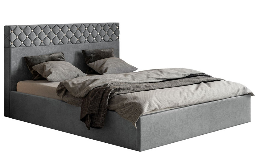Łóżko do sypialni 180x200 OLDO 4 tapicerowane, z pojemnikiem- szare 797561