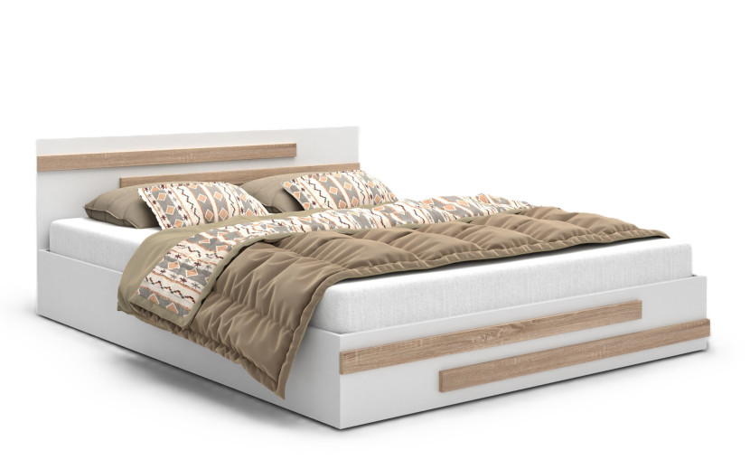 Łóżko do sypialni ALDO BETA 140x200 z płyty laminowanej, z materacem- białe 718164