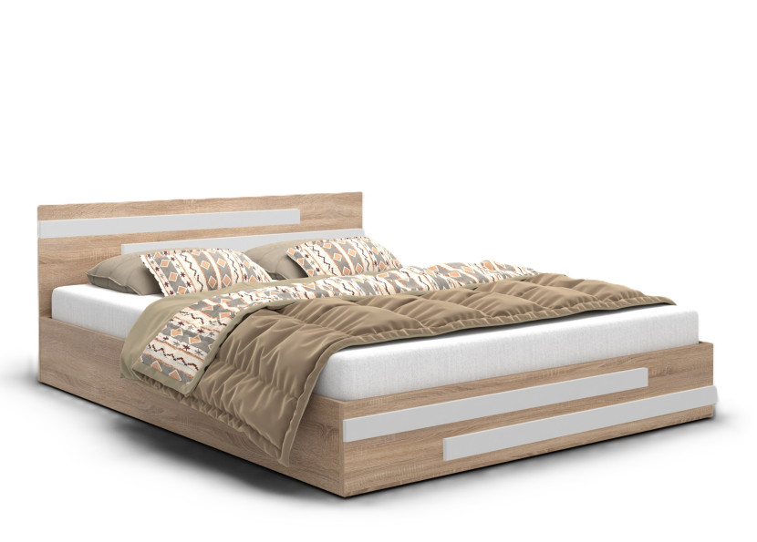 Łóżko do sypialni ALDO BETA 140x200 z płyty laminowanej, z materacem- dąb 718177