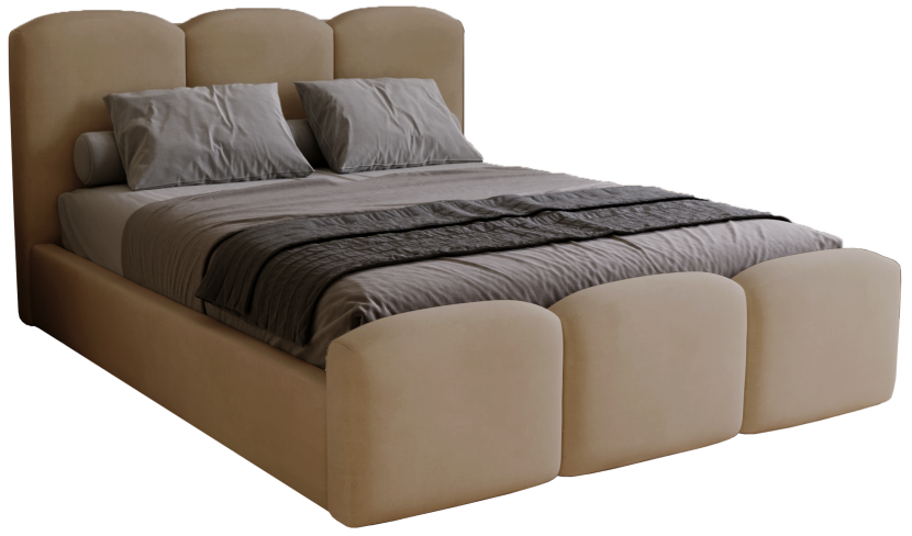 Łóżko do sypialni z pojemnikiem 160x200 Capri, welur - Brązowy 1053062