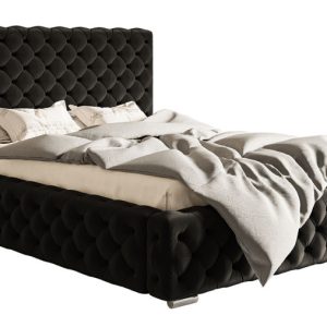 Łóżko do sypialni z pojemnikiem 180×200 BEN 15 w stylu glamour – czarne 717962 Łóżko do sypialni z pojemnikiem 180×200 BEN 15 w stylu glamour – czarne 717962