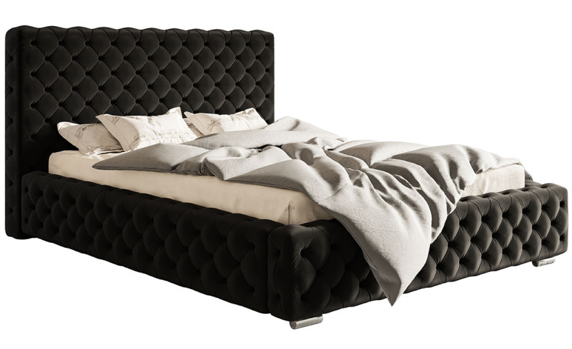 Łóżko do sypialni z pojemnikiem 180x200 BEN 15 w stylu glamour - czarne 717962