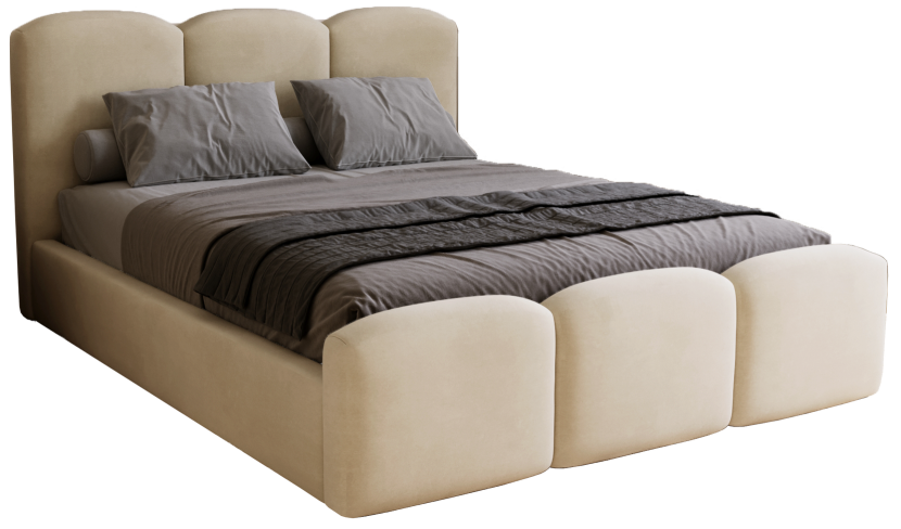 Łóżko do sypialni z pojemnikiem 180x200 Capri, welur - Beżowy 1053239