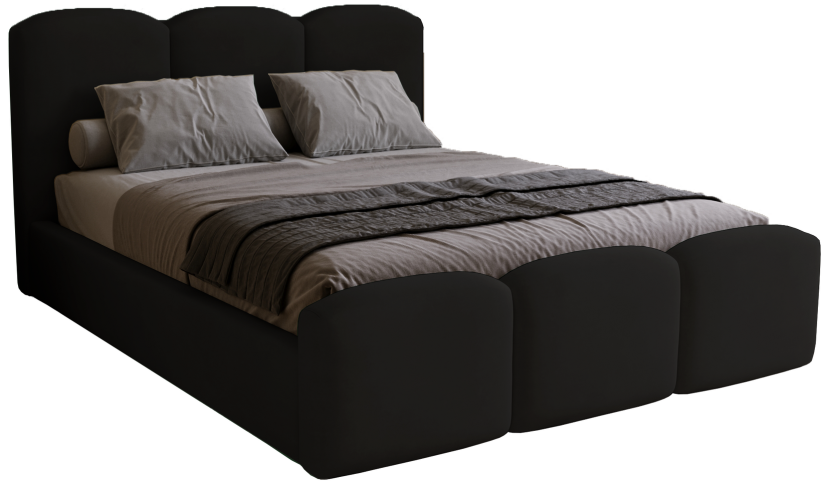 Łóżko do sypialni z pojemnikiem 200x200 Capri, welur - Czarny 1053364