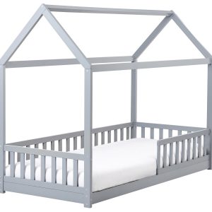 Łóżko domek dla dzieci 90 x 200 cm szare 567487 Łóżko domek dla dzieci 90 x 200 cm szare 567487