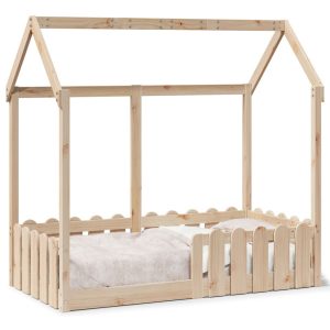 Łóżko Domek Dziecięce Drewniane 70×140 Brązowe Rama Łóżka 1101877 Łóżko Domek Dziecięce Drewniane 70×140 Brązowe Rama Łóżka 1101877