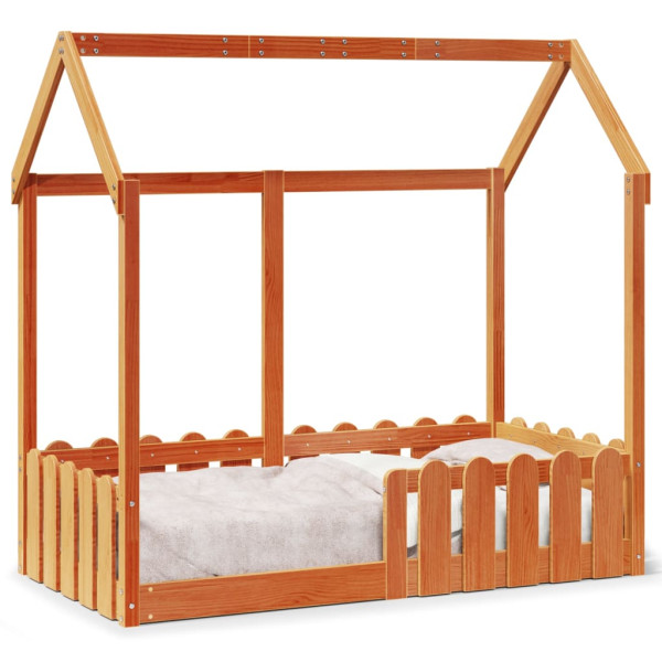 Łóżko Domek Dziecięce Drewniane 70x140 Brązowe Rama Łóżka 1101884