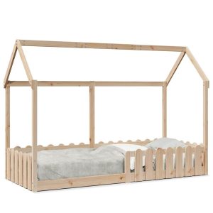 Łóżko Domek Dziecięce Drewniane 80×200 Brązowe Rama Łóżka 1101871 Łóżko Domek Dziecięce Drewniane 80×200 Brązowe Rama Łóżka 1101871