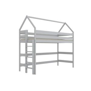 Łóżko domek na antresoli TOBI 1 200×80 białe drewniane 950499 Łóżko domek na antresoli TOBI 1 200×80 białe drewniane 950499