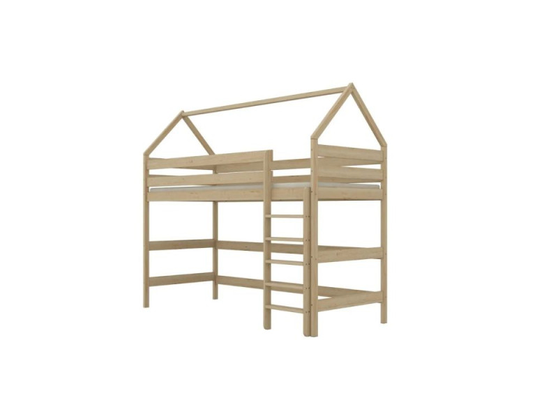 Łóżko domek na antresoli TOBI 2 200x80 sosna bez szuflady/bez materaca 950547