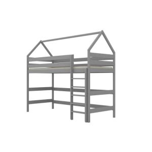 Łóżko domek na antresoli TOBI 2 200×90 szare drewniane 950435 Łóżko domek na antresoli TOBI 2 200×90 szare drewniane 950435