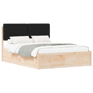 Łóżko Drewniane 135×190 Brązowe Rama Łóżka Dwuosobowe do Sypialni 1103039