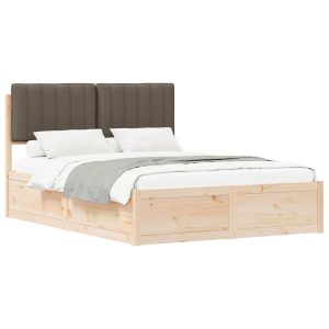 Łóżko Drewniane 135×190 Brązowe Rama Łóżka Dwuosobowe do Sypialni 1103055