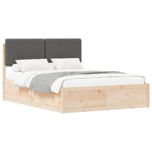 Łóżko Drewniane 135×190 Brązowe Rama Łóżka Dwuosobowe do Sypialni 1103245