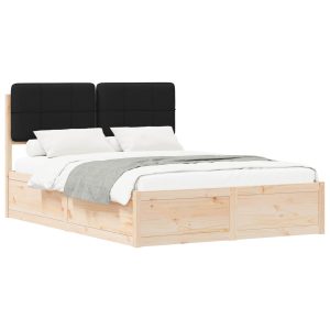 Łóżko Drewniane 135×190 Brązowe Rama Łóżka Dwuosobowe do Sypialni 1102409