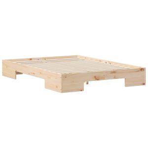 Łóżko Drewniane 140×190 Brązowe Rama Łóżka Dwuosobowe do Sypialni 1103165
