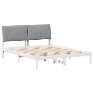 Łóżko Drewniane 150×200 Białe Rama Łóżka ze Stelażem Dwuosobowe do Sypialni 1102631 Łóżko Drewniane 150×200 Białe Rama Łóżka ze Stelażem Dwuosobowe do Sypialni 1102631