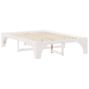 Łóżko Drewniane 150×200 Białe Rama Łóżka ze Stelażem Dwuosobowe do Sypialni 1102809 Łóżko Drewniane 150×200 Białe Rama Łóżka ze Stelażem Dwuosobowe do Sypialni 1102809