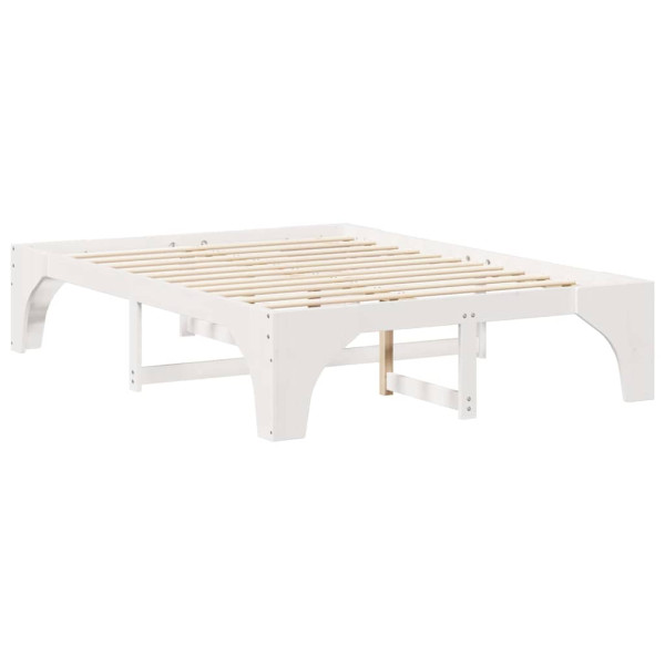 Łóżko Drewniane 150x200 Białe Rama Łóżka ze Stelażem Dwuosobowe do Sypialni 1102809
