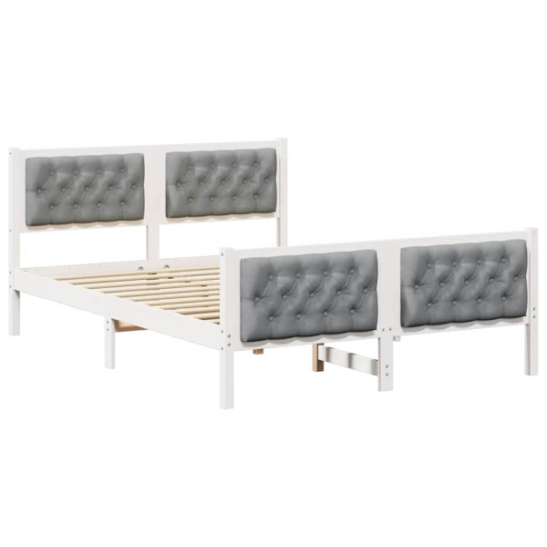 Łóżko Drewniane 150x200 Szare Rama Łóżka ze Stelażem Dwuosobowe do Sypialni 1103448