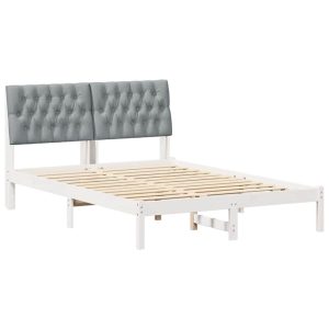 Łóżko Drewniane 160×200 Białe Rama Łóżka ze Stelażem Dwuosobowe do Sypialni 1102526 Łóżko Drewniane 160×200 Białe Rama Łóżka ze Stelażem Dwuosobowe do Sypialni 1102526