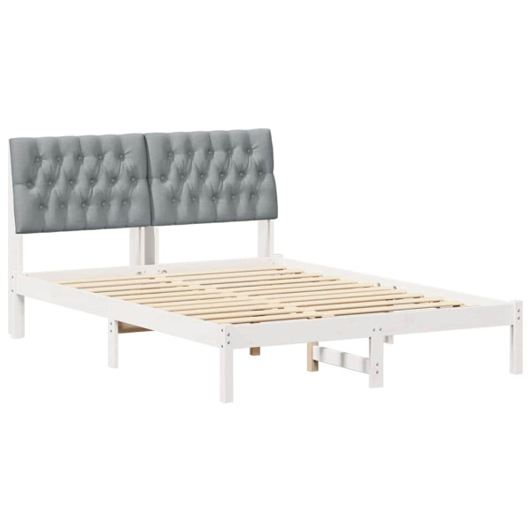Łóżko Drewniane 160x200 Białe Rama Łóżka ze Stelażem Dwuosobowe do Sypialni 1102526