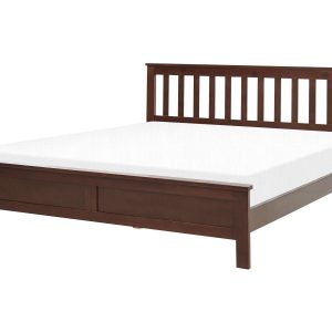 Łóżko drewniane 160×200 cm ciemne drewno 138137 Łóżko drewniane 160×200 cm ciemne drewno 138137
