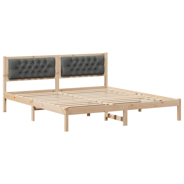Łóżko Drewniane 160x200 Szare Rama Łóżka ze Stelażem Dwuosobowe do Sypialni 1103316