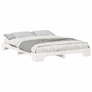 Łóżko Drewniane 160×210 Białe Rama Łóżka ze Stelażem Dwuosobowe do Sypialni 1103559 Łóżko Drewniane 160×210 Białe Rama Łóżka ze Stelażem Dwuosobowe do Sypialni 1103559