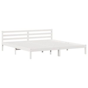 Łóżko Drewniane 180×200 Białe Rama Łóżka ze Stelażem Dwuosobowe do Sypialni 1102054 Łóżko Drewniane 180×200 Białe Rama Łóżka ze Stelażem Dwuosobowe do Sypialni 1102054