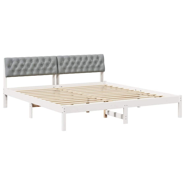 Łóżko Drewniane 180x200 Białe Rama Łóżka ze Stelażem Dwuosobowe do Sypialni 1102605