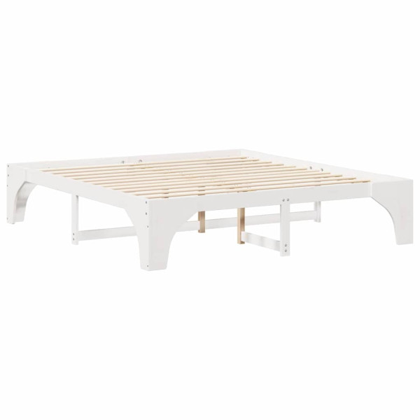 Łóżko Drewniane 180x200 Białe Rama Łóżka ze Stelażem Dwuosobowe do Sypialni 1103356
