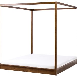 Łóżko drewniane 180×200 cm z baldachimem ciemnobrązowe 881585 Łóżko drewniane 180×200 cm z baldachimem ciemnobrązowe 881585