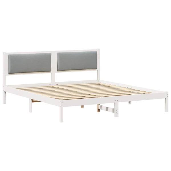 Łóżko Drewniane 200x200 Białe Rama Łóżka ze Stelażem Dwuosobowe do Sypialni 1103327