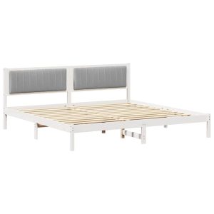 Łóżko Drewniane 200×200 Białe Rama Łóżka ze Stelażem Dwuosobowe do Sypialni 1102602