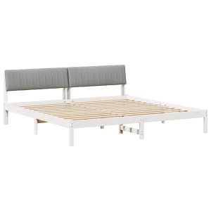 Łóżko Drewniane 200×200 Białe Rama Łóżka ze Stelażem Dwuosobowe do Sypialni 1102994
