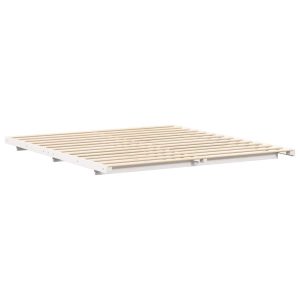 Łóżko Drewniane 200×200 Białe Rama Łóżka ze Stelażem Dwuosobowe do Sypialni 1103190