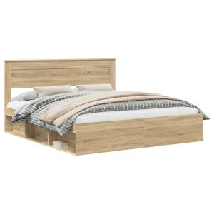 Łóżko Drewniane 200×200 Brązowe Rama Łóżka Dwuosobowe do Sypialni 1103123