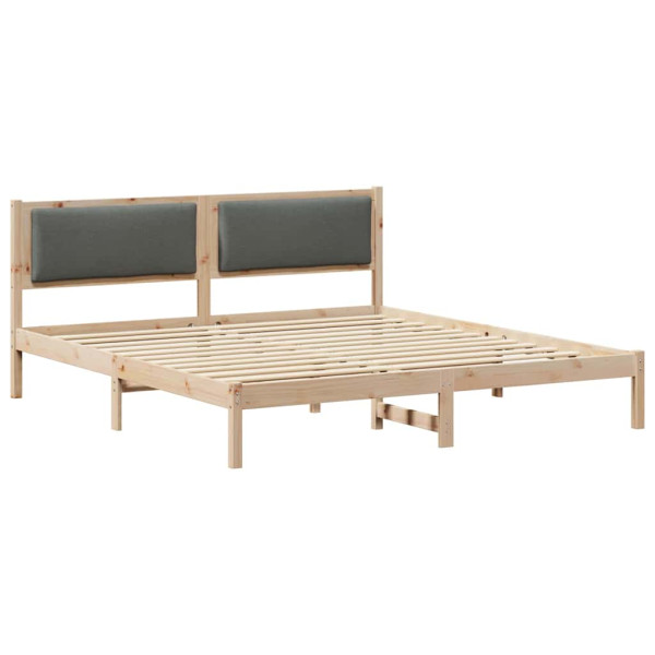 Łóżko Drewniane 200x200 Szare Rama Łóżka ze Stelażem Dwuosobowe do Sypialni 1102654