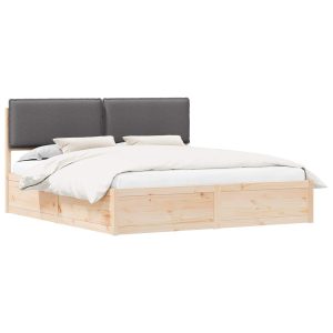 Łóżko Drewniane 200×200 Szare Rama Łóżka ze Stelażem Dwuosobowe do Sypialni 1102936 Łóżko Drewniane 200×200 Szare Rama Łóżka ze Stelażem Dwuosobowe do Sypialni 1102936