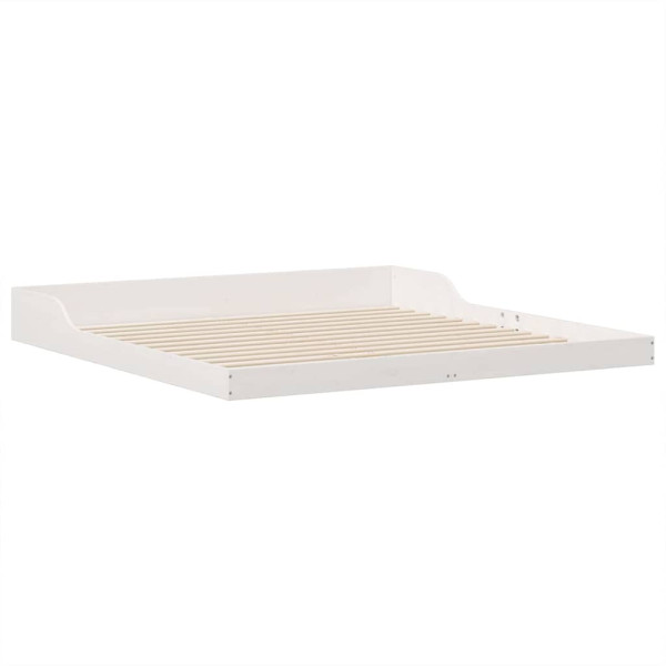 Łóżko Drewniane 200x210 Białe Rama Łóżka ze Stelażem Dwuosobowe do Sypialni 1102237