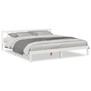 Łóżko Drewniane 200×220 Białe Rama Łóżka ze Stelażem Dwuosobowe do Sypialni 707711 Łóżko Drewniane 200×220 Białe Rama Łóżka ze Stelażem Dwuosobowe do Sypialni 707711