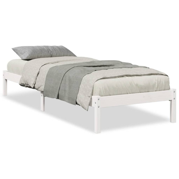 Łóżko Drewniane 80x210 Białe Rama Łóżka Jednoosobowe do Sypialni 480209