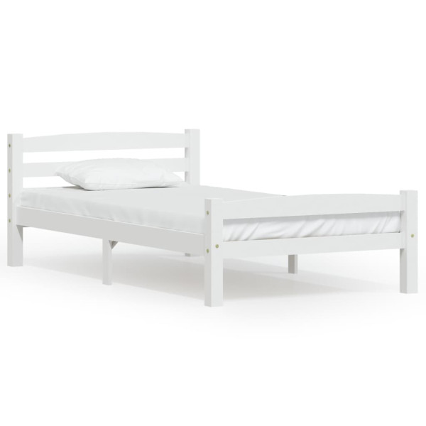 Łóżko Drewniane 90x200 Białe Rama Łóżka Jednoosobowe do Sypialni 1102394