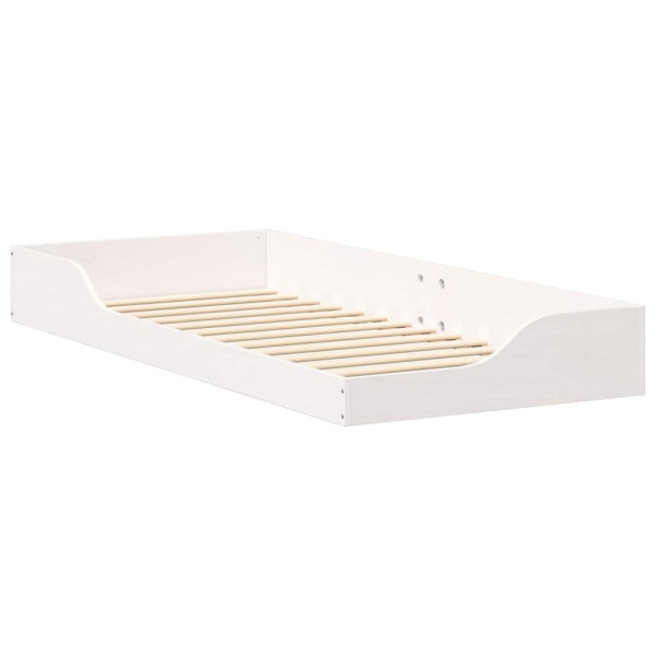Łóżko Drewniane 90x210 Białe Rama Łóżka Jednoosobowe do Sypialni 1102525