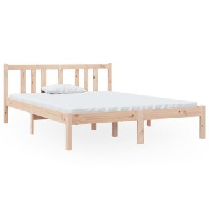 Łóżko Drewniane Brązowe Rama Łóżka Stelaż Do Pokoju Sypialni 135×190 cm 842234 Łóżko Drewniane Brązowe Rama Łóżka Stelaż Do Pokoju Sypialni 135×190 cm 842234