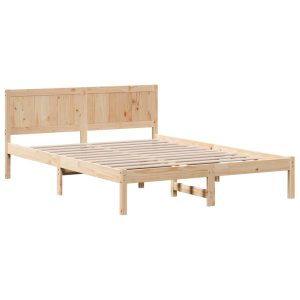 Łóżko Drewniane Brązowe Rama Łóżka Stelaż Do Pokoju Sypialni 150 x 200 cm 837039